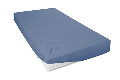 Beddress - Mako-Feinjersey-Spannbetttuch, Blau, 140-160x200 cm, 100% gekämmte Baumwolle, OekoTex von Beddress