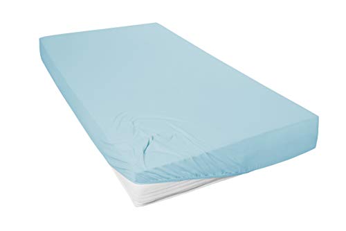 Beddress - Mako-Feinjersey-Spannbetttuch, Lagune, 180-200 x 200 cm, 100% gekämmte Baumwolle, OekoTex von Beddress