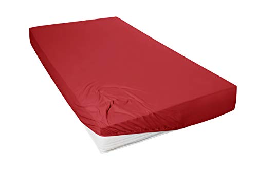 Beddress - Mako-Feinjersey-Spannbetttuch, Rot, 140-160x200 cm, 100% gekämmte Baumwolle, OekoTex von Beddress