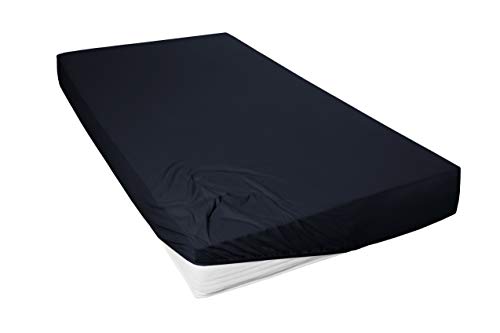 Beddress - Mako-Feinjersey-Spannbetttuch, Schwarz, 140-160x200 cm, 100% gekämmte Baumwolle, OekoTex von Beddress