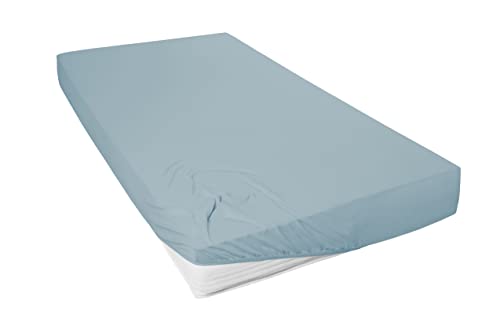 Beddress - Mako-Feinjersey-Spannbetttuch, aquamarin, 90-100 x 200 cm, 100% gekämmte Baumwolle, OekoTex von Beddress