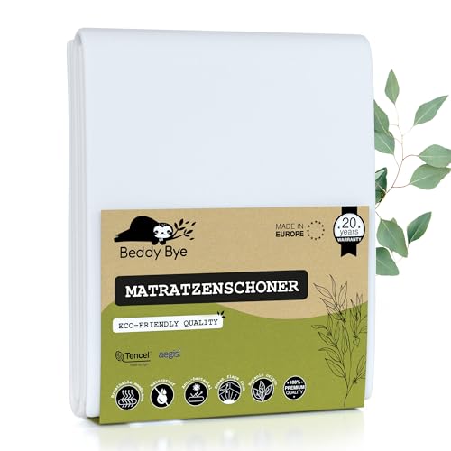 Matratzenschoner 140x200/40 cm Top-Qualität Oeko-TEX® Hergestellt in EU ~ Inkontinenzeinlage Wasserdicht und Waschbar aus Tencel™ Ökologisch ~ Form Spannbettlaken von Beddy-Bye