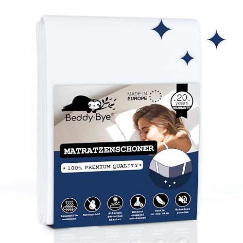 Matratzenschoner 100x200 Wasserdicht und Atmungsaktiv Beddy-Bye® - Inkontinenzunterlage Waschbar mit 4 Elastischen Ecken Umweltfreundlich Hergestellt in der EU und Oeko-Tex® Zertifiziert von Beddy-Bye