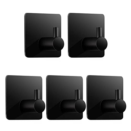 Klebehaken extra stark, 5 Stück Handtuchhalter ohne bohren Kleiderhaken Wand Haken Selbstklebend Garderobenhaken aus Edelstahl Ideal für Badezimmer deko Bad Garderobe Küche Toilette Büro, Schwarz Klebehaken extra stark, 5 Stück Handtuchhalter ohne bohren Kleiderhaken Wand Haken Selbstklebend Garderobenhaken aus Edelstahl Ideal für Badezimmer deko Bad Garderobe Küche Toilette Büro, Schwarz von Bedeco