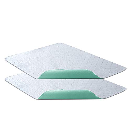 Bedecor 2 Stück Bettunterlage Wasserdicht 70x90 cm Grün Atmungsaktive Absorbierend waschbare Matratzenauflage wiederverwendbar von Bedecor