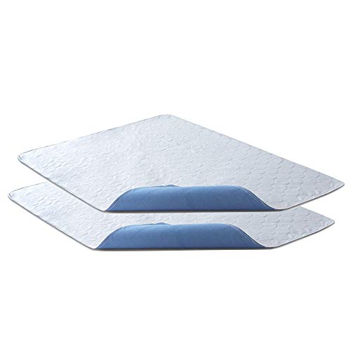 Bedecor 2 Stück Bettunterlage Wasserdicht 86x132 cm Blau Atmungsaktive Absorbierend waschbare Matratzenauflage wiederverwendbar von Bedecor