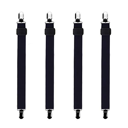 Bedecor verstellbare Bettlakenspanner, 4 Stück, Schwarz, elastisch, für die Ecken von Bett, Matratze oder Sofa (30-120cm) von Bedecor