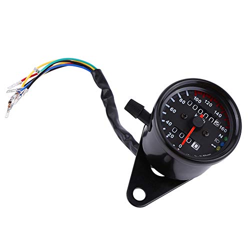 1-teiliger Motorrad-Tachometer Universal-Motorrad-Kilometerzählersignal LED-Tachometeranzeige mit doppelter Digitalanzeige zur Geschwindigkeitsmessung(Schwarz), Automatisches Messgerät von Bediffer