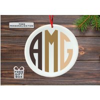 Monogramm Personalisierter Ornament, Runde Buchstaben Dekoration Dekoration, Weihnachten 2022, Geschenke von BedifferentDesign