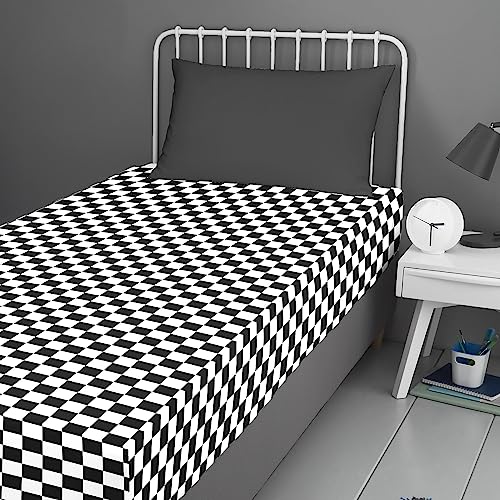 Bedlam - Beckett Stripe – 25 cm Spannbettlaken – Einzelbettgröße in Monochrom von Bedlam