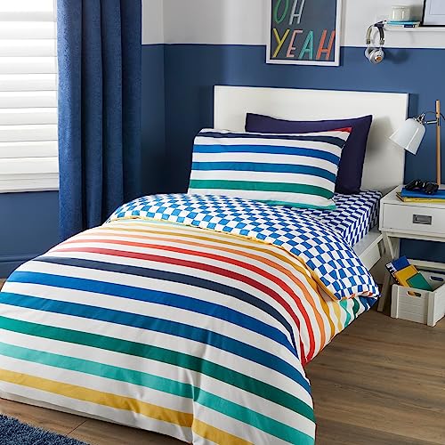 Bedlam - Beckett Stripe – pflegeleichtes Bettbezug-Set – Doppelbett-Größe in Mehrfarbig von Bedlam
