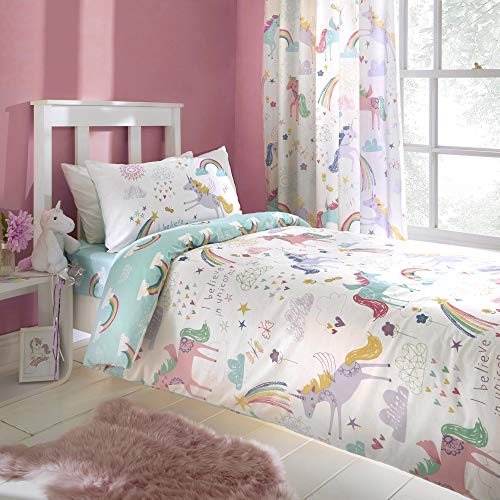 Bedlam Regenbogen-Einhorn-Bettwäsche-Set, Mehrfarbig, 2-teilig, Einzelbett von Bedlam