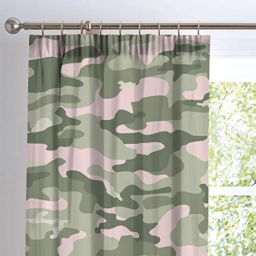 Bedlam - Camouflage-Vorhänge für Kinder, Bleistiftfalten, 168 x 183 cm, Pink von Bedlam