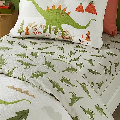 Bedlam - Dino – 25 cm Spannbettlaken – Einzelbettgröße in Grün von Bedlam