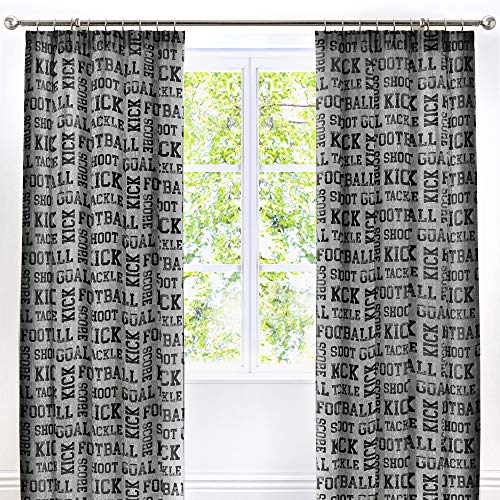 Bedlam Fußball, für Kinder, 52% Polyester, 48% Baumwolle, Futter: 52% Polyester, 48% Baumwolle., grau, Pair of Curtains von Bedlam