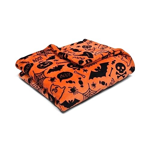 Bedlam Fleecedecke (120 x 150 cm), Halloween-Überwurf, orange/Schwarze Decke und Überwurf für Kinder, Kinder-Fleecedecke von Bedlam