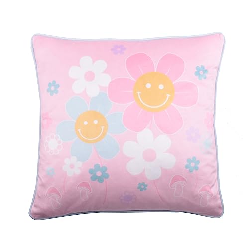 Bedlam - Retro Flower Kissen mit Samtfüllung, 43 x 43 cm, Rosa von Bedlam