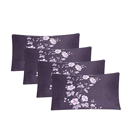 Bedlifes Kissenbezüge, 4er-Pack, Queen-Kissenbezüge, ultraweich, 100 % Mikrofaser, Blumenmuster, kühlend, atmungsaktiv, seidig und knitterfrei, 4-teiliges Set (50,8 x 76,2 cm, Queen Purple Violett) von Bedlifes