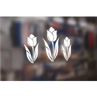 Aufkleber | Tulpen Frühling Fensterbild Spiegel Tür Glassticker Vinyl Frühlingsdekoration von Bedruckbares