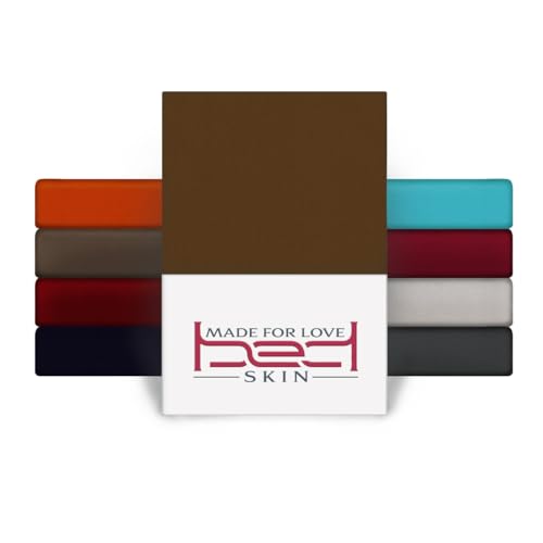 BedSkin Jersey Spannbettlaken 100x200cm - 100% Baumwolle Spannbetttuch/Bettlaken, Matratzenhöhe bis 27 cm - Dunkelbraun von Bedskin