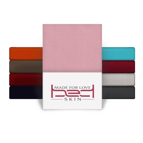 BedSkin Jersey Spannbettlaken 120 x 200 cm - 100% Buamwolle Spannbetttuch, bis 27 cm Matratzenhöhe (Pink) von Bedskin
