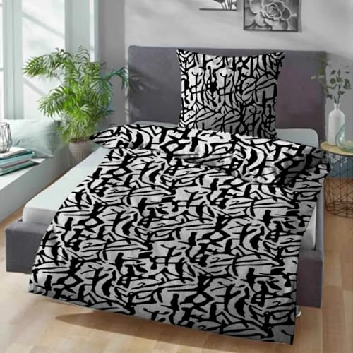 Bettwäsche-Set mit Teddy Plüsch Cashmere Touch Cashmere-Optik, 2-teilig, 135x200 cm, 80x80 cm, warmes Plüsch, (Black and White) von Bedskin