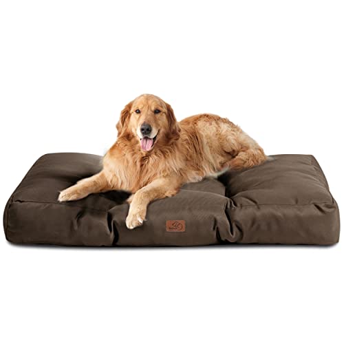 Bedsure Hundekissen Grosse Hunde waschbar - 110x89cm hundematratze wasserdicht XXL für große, mittelgroße Hunde Outdoor gepolstert Hundematte braun in 10cm Höhe von Bedsure