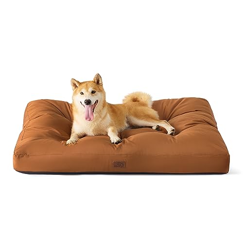 Bedsure Hundekissen Grosse Hunde waschbar - 90x68cm Hundebett wasserdicht L für große, mittelgroße Hunde gepolstert Hundematte Tonbraun in 10cm Höhe von Bedsure