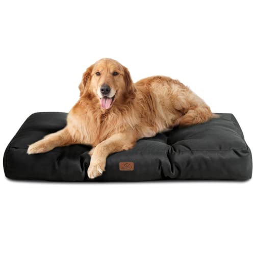 Bedsure Hundekissen Grosse Hunde waschbar - 110x89cm Hundebett wasserdicht XXL für große, mittelgroße Hunde gepolstert Hundematte schwarz in 10cm Höhe von Bedsure