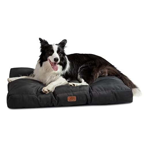 Bedsure Hundekissen Grosse Hunde waschbar - 91x68cm Hundebett wasserdicht L für große, mittelgroße Hunde gepolstert Hundematte schwarz in 10cm Höhe von Bedsure