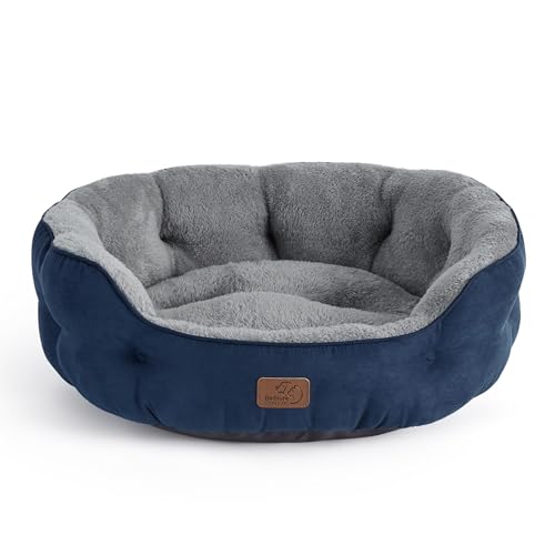 BEDSURE Katzenbett waschbar Katzen Bettchen - 63x53x20cm Katzen Bett mit Zweiseitig Innenkissen Katzenschlafplatz für Katzen oder kleine Hunde, Navyblau von BEDSURE