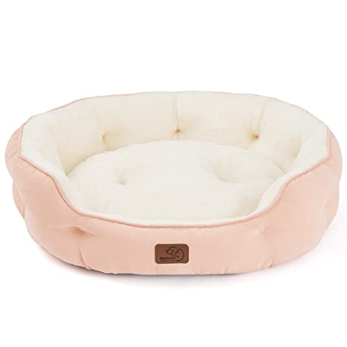 Bedsure Katzenbett waschbar Katzen Bettchen - 63x53x20cm Katzen Bett mit Zweiseitig Innenkissen Katzenschlafplatz für Katzen oder kleine Hunde, rosa von Bedsure