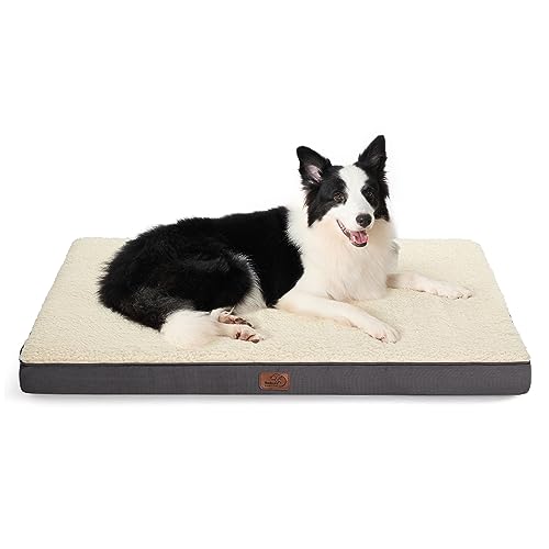 Bedsure orthopädisches Hundebett Grosse Hunde - 104x74x9cm Hundekissen flauschig Hundematte waschbar Hundematratze in grau für große Hunde von Bedsure