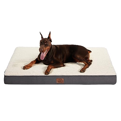 Bedsure orthopädisches Hundebett Grosse Hunde - 137x111.5x10cm Hundekissen flauschig Hundematte waschbar Hundematratze in grau für große Hunde von Bedsure