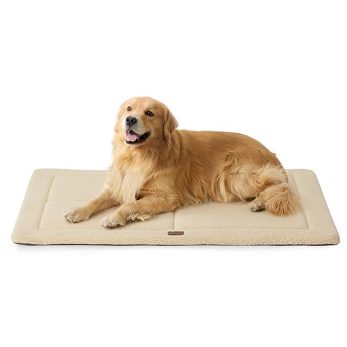 Bedsure waschbar Hundematte Große Hunde - 121x76 cm Hundekissen waschbar für Grosse Hunde, Sherpa-Plüsch Hundebett XXL mit hochdichter Schaumstofffüllung, braun von Bedsure