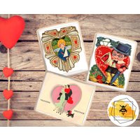 Essbare Art Deco Valentinskarte Cookie Cake Topper, Oblatenpapier Oder Frosting-Bogen von BeeBoxDesignStudio