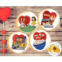 Vintage 1940S Essbare Valentine Cookie Cupcake Kuchen Oreo Toppers, Oblaten Oder Zuckerguss von BeeBoxDesignStudio