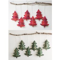 Sechs Handgefertigte Stoff Weihnachtsbaumdekorationen Hängende Ornamente Rustikal Rot Orange Lila Tartan/Plaid Bereit Zum Versand Sechs Handgefertigte Stoff Weihnachtsbaumdekorationen Hängende Ornamente Rustikal Rot Orange Lila Tartan/Plaid Bereit Zum Versand von BeeDeeCollection