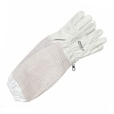 Imkerhandschuhe AirFree Leder & Belüftung weiß / kaki - BeeFun®: XL von BeeFun