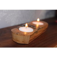 Handgefertigte Eiche, Scotch Whisky Fass Daube Doppel Teelichthalter von BeeSpokeBarrels
