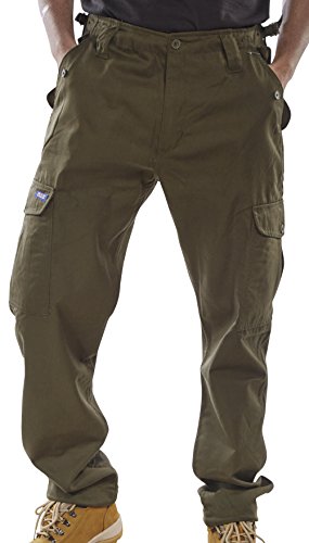 BeeSwift Click Workwear Mens Multi Pocket Cargo Combat Work Trouser In Olive Size 42 von BeeSwift