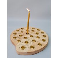 Naturholz Minimal Adventskalender, 25 Tage Weihnachts-Countdown-Kerzenhalter Spirale, Waldorf Wintersaison Feier Ring Mittelstück von BeeWiseToys