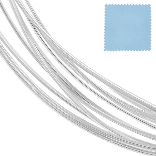Beebeecraft 2M Sterling Silber Perlendraht Flacher Biegbarer Lünettenstreifendraht Zur Schmuckherstellung Mit Silber Poliertüchern von Beebeecraft