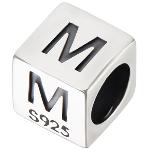 Beebeecraft 1 Box 1 Stück M Buchstabenperlen Aus Sterlingsilber 6mm Perlen Mit Großem Loch Für Die Herstellung von Freundschaftsarmbändern Und Schmuck von Beebeecraft