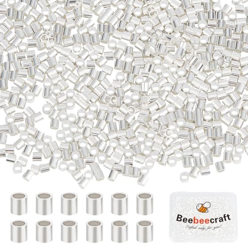 Beebeecraft 1 Box 1000 Stück Crimp Röhrenperlen Sterlingsilber Vergoldet Säulen Abstandsperlen Verbindungsverbinder Für Armbänder Halsketten Schmuckherstellung Zubehör von Beebeecraft