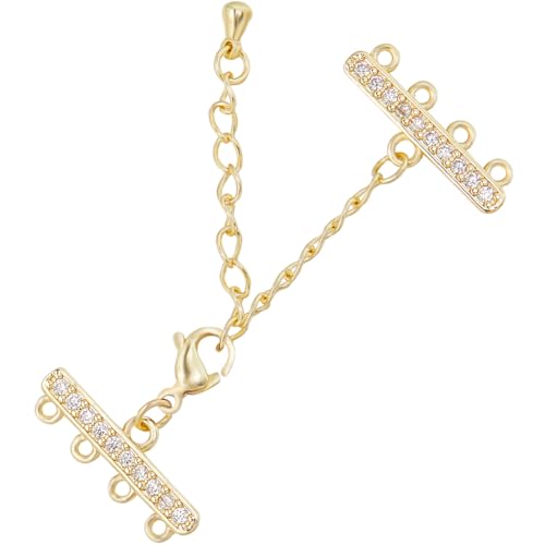 Beebeecraft 1 Box 2 Sets Verlängerungs Halsketten Verschlüsse 18 Karat Vergoldetes Messing Kubische Zirkonia Ketten Verlängerung Für Die DIY Schmuckherstellung von Beebeecraft