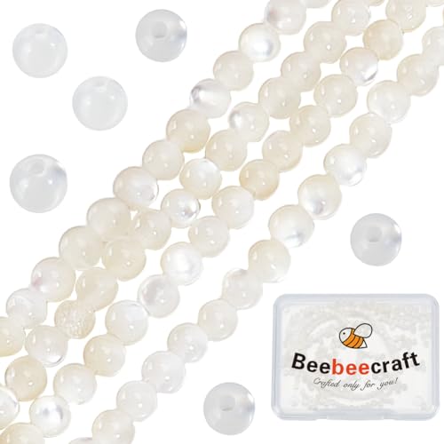 Beebeecraft 1 Box 2 Strängige Perlenperlen 2 mm Natürliche Süßwasser Weiße Muschel Runde Abstandsperlen Charms Für Schmuckherstellungszubehör von Beebeecraft