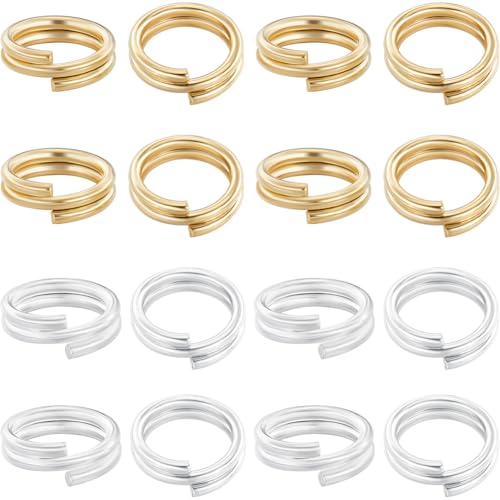 Beebeecraft 1 Box 20 Stück Doppelte Offene Biegeringe 925 Sterling Silber 5mm Mini Spaltring Zur Schmuckmarkierung (Gold Silber) von Beebeecraft