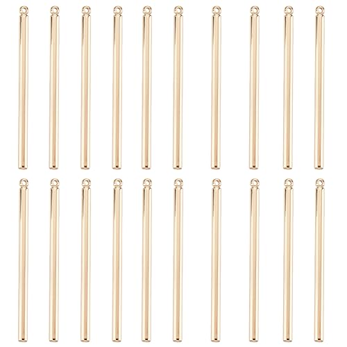 Beebeecraft 1 Box 30 Stück Goldbarren-Charms 18 Karat Vergoldetes Messing Stabstreifen Lange Vertikale Charms Mit Loch Für DIY-Ohrringe Halsketten Schmuckherstellung von Beebeecraft