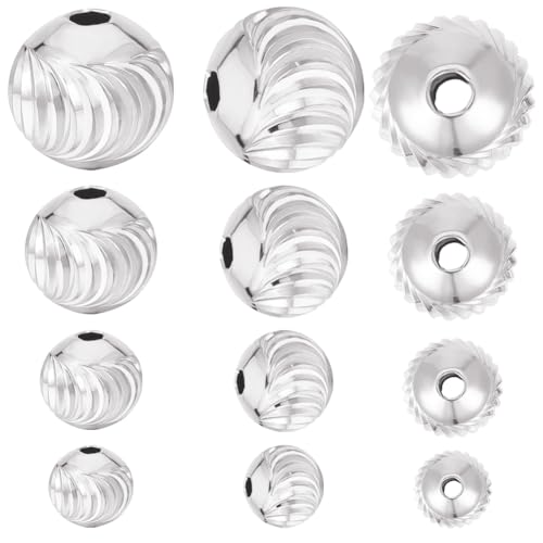 Beebeecraft 1 Box 32 Stück Runde Abstandsperlen Aus Sterlingsilber 4 Größen Streifenform Lose Kugelperlen Für Die Schmuckherstellung Charms Fundstücke DIY Handwerk Beebeecraft 1 Box 32 Stück Runde Abstandsperlen Aus Sterlingsilber 4 Größen Streifenform Lose Kugelperlen Für Die Schmuckherstellung Charms Fundstücke DIY Handwerk von Beebeecraft